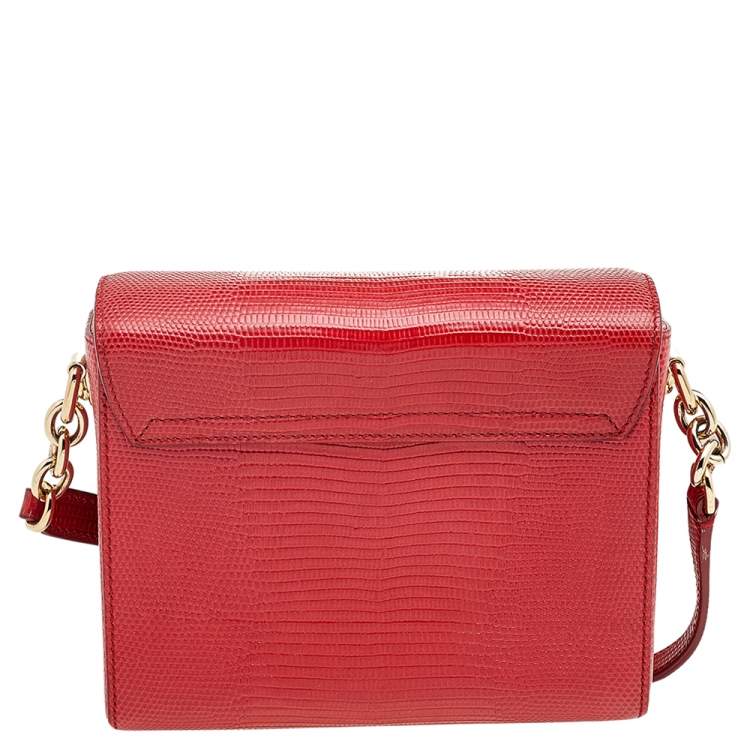 Pre Owned Dolce & Gabbana Red Lizard Embossed Leather DG Millennials Shoulder Bag