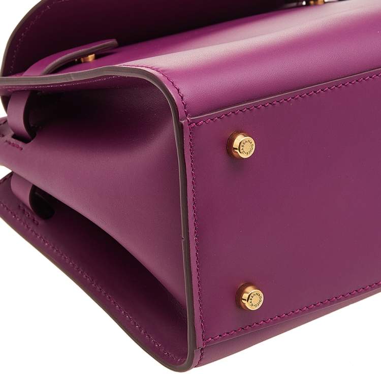 Pre Owned Dolce & Gabbana Purple Leather Mini Sicily 62 Top Handle Bag