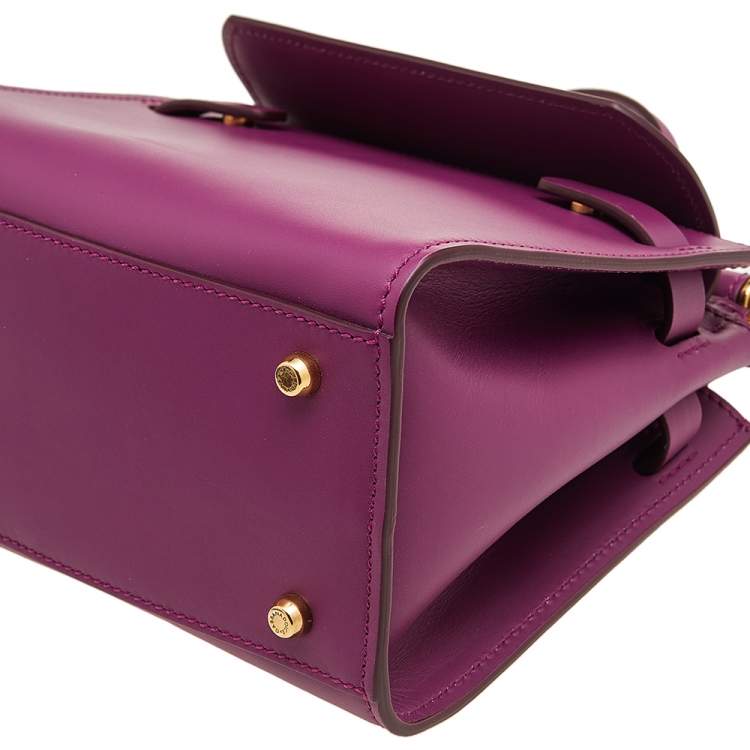 Pre Owned Dolce & Gabbana Purple Leather Mini Sicily 62 Top Handle Bag
