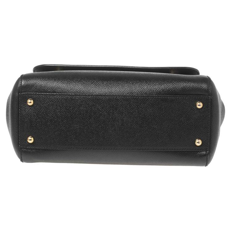 Pre Owned Dolce & Gabbana Black Leather Medium Miss Sicily Top Handle Bag