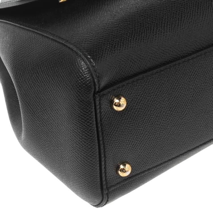 Pre Owned Dolce & Gabbana Black Leather Medium Miss Sicily Top Handle Bag