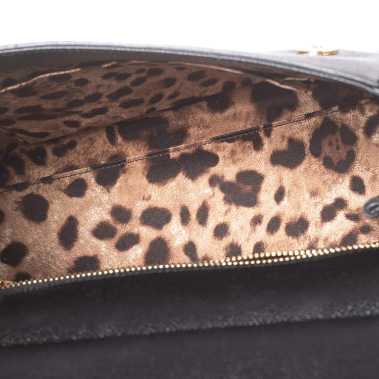 Pre Owned Dolce & Gabbana Black Leather Medium Miss Sicily Top Handle Bag