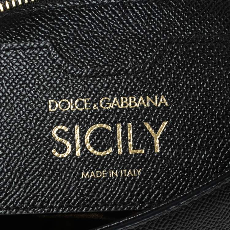 Pre Owned Dolce & Gabbana Black Leather Medium Miss Sicily Top Handle Bag
