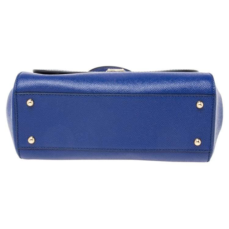 Pre Owned Dolce & Gabbana Blue Leather Medium Miss Sicily Top Handle Bag