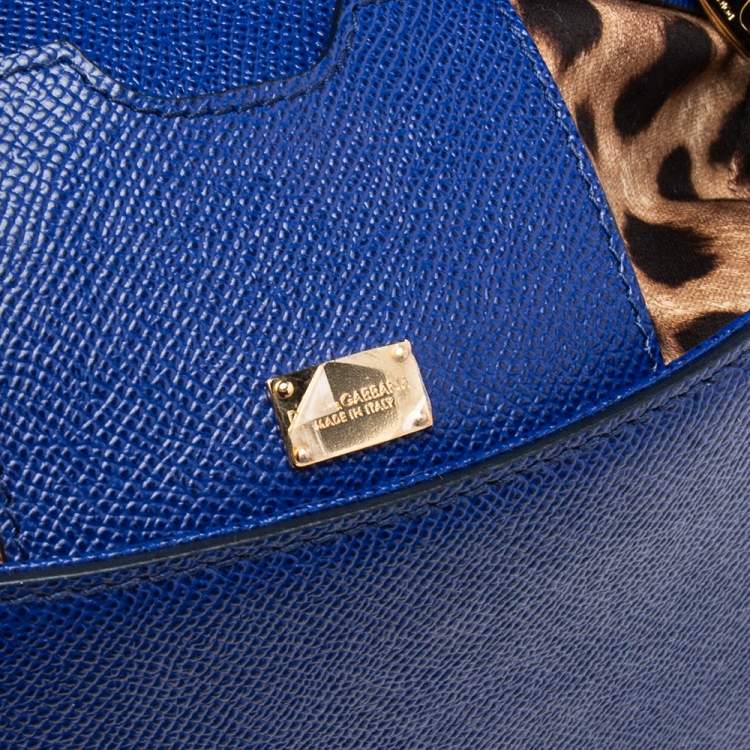 Pre Owned Dolce & Gabbana Blue Leather Medium Miss Sicily Top Handle Bag