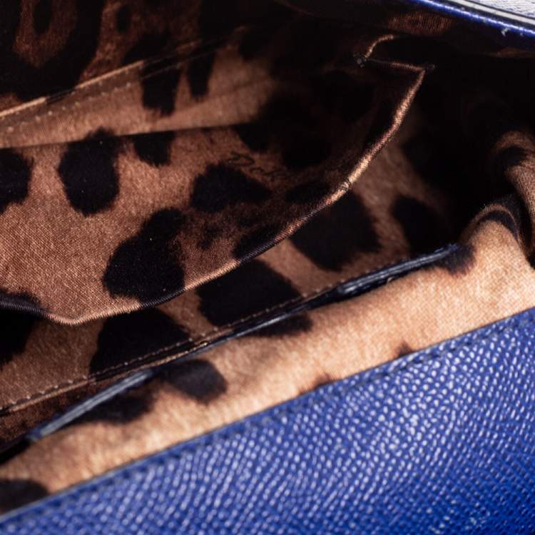 Pre Owned Dolce & Gabbana Blue Leather Small Miss Sicily Top Handle Bag