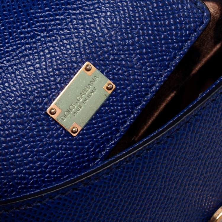 Pre Owned Dolce & Gabbana Blue Leather Small Miss Sicily Top Handle Bag