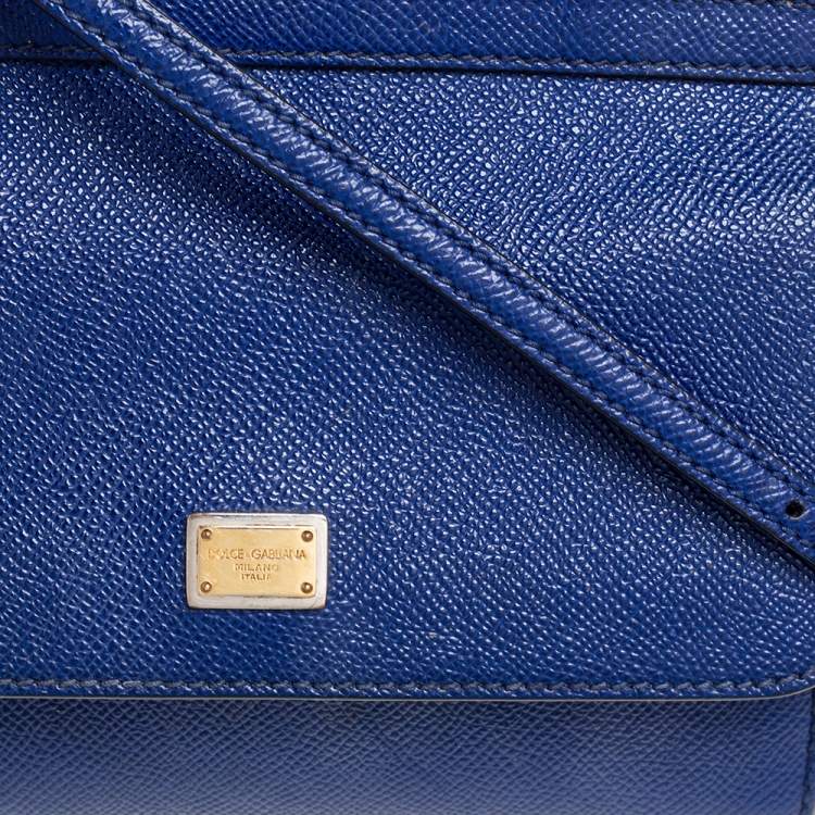 Pre Owned Dolce & Gabbana Blue Leather Small Miss Sicily Top Handle Bag