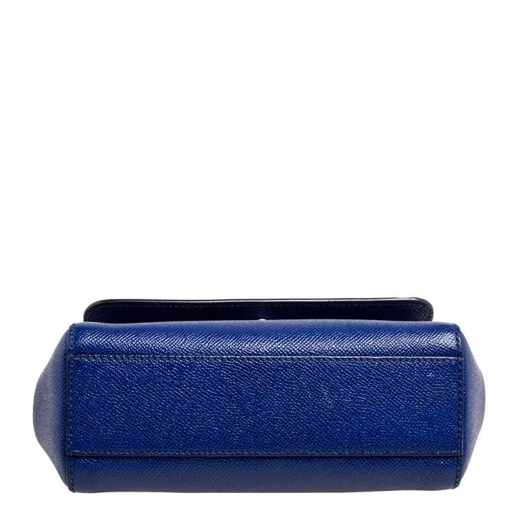 Pre Owned Dolce & Gabbana Blue Leather Small Miss Sicily Top Handle Bag