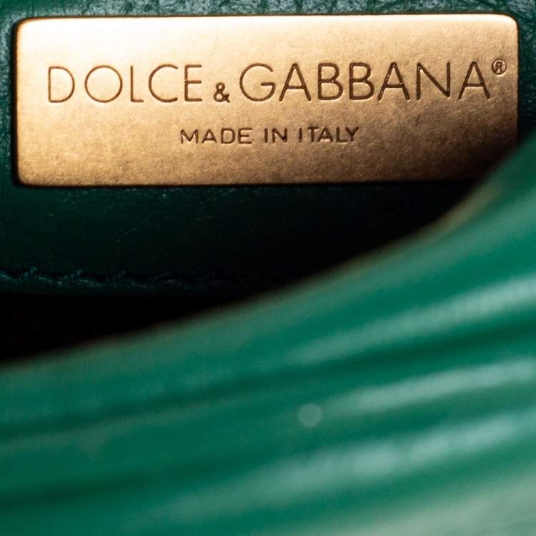 Pre Owned Dolce & Gabbana Green Leather Small Charm Miss Glam Crossbody Bag