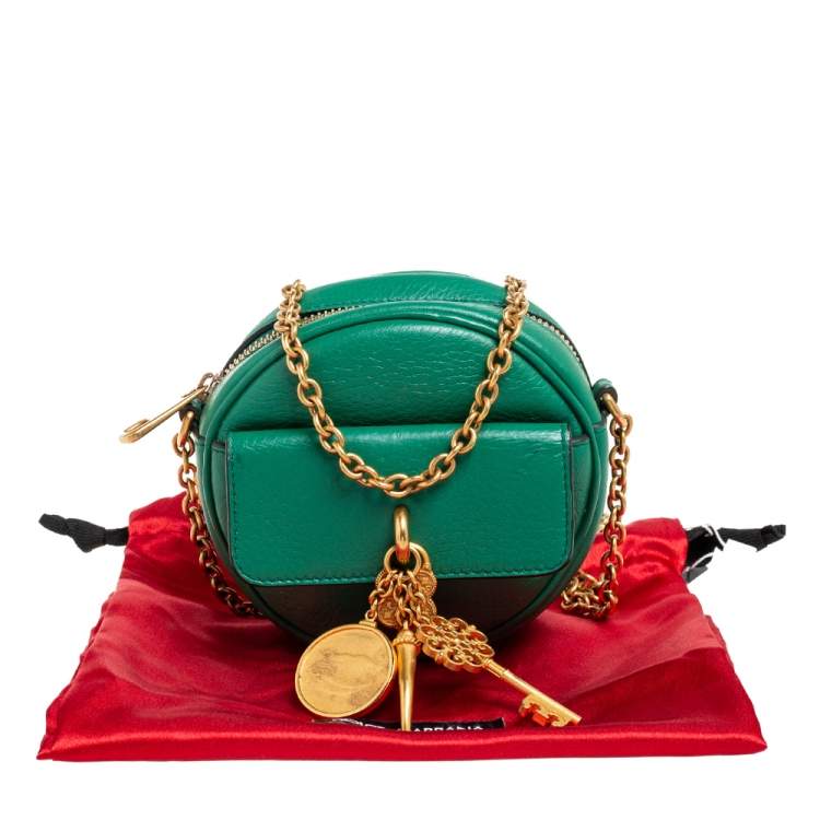 Pre Owned Dolce & Gabbana Green Leather Small Charm Miss Glam Crossbody Bag