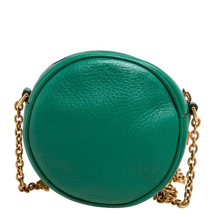Pre Owned Dolce & Gabbana Green Leather Small Charm Miss Glam Crossbody Bag