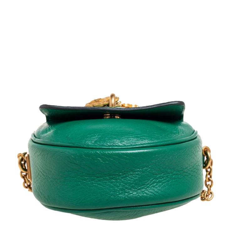 Pre Owned Dolce & Gabbana Green Leather Small Charm Miss Glam Crossbody Bag