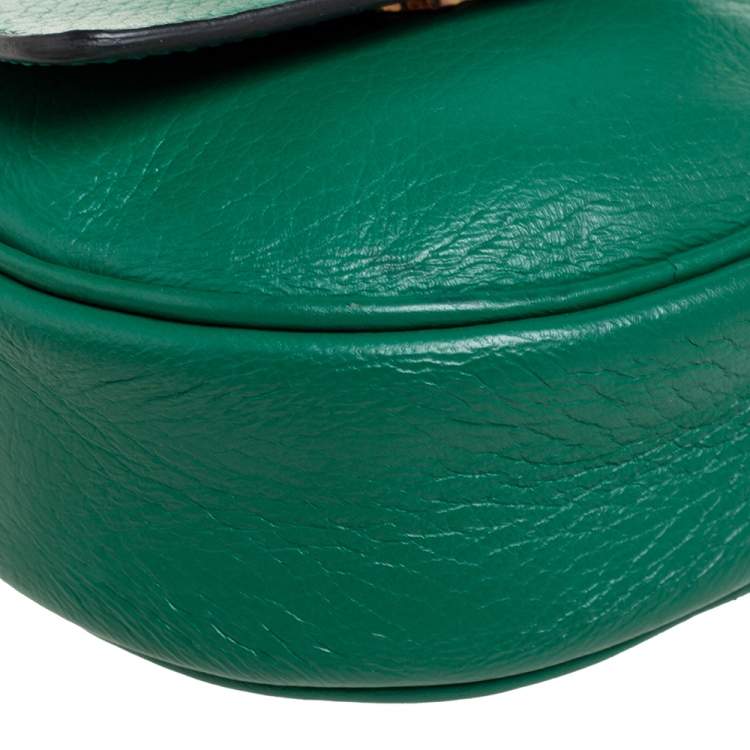 Pre Owned Dolce & Gabbana Green Leather Small Charm Miss Glam Crossbody Bag