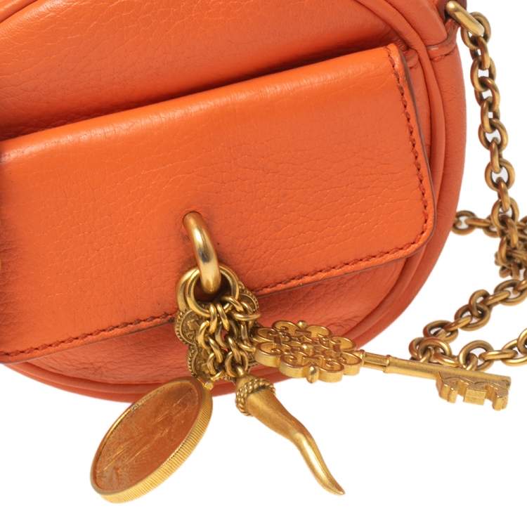 Pre Owned Dolce & Gabbana Orange Leather Small Charm Miss Glam Crossbody Bag