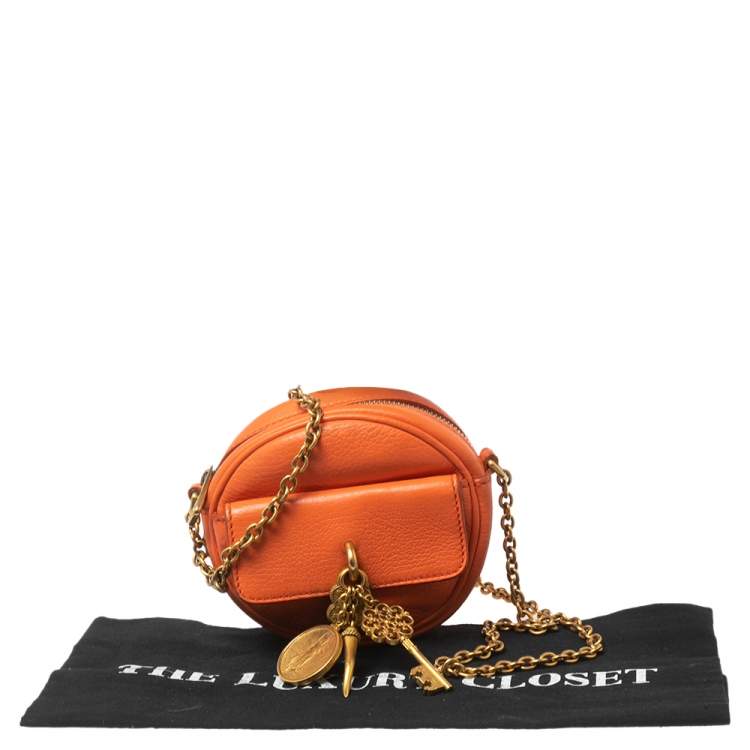 Pre Owned Dolce & Gabbana Orange Leather Small Charm Miss Glam Crossbody Bag