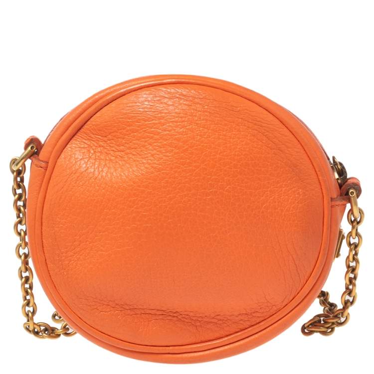 Pre Owned Dolce & Gabbana Orange Leather Small Charm Miss Glam Crossbody Bag
