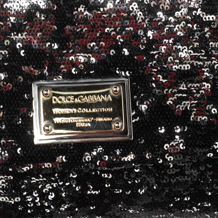 Pre Owned Dolce & Gabbana Metallic Sequin Miss Charles Shoulder Bag