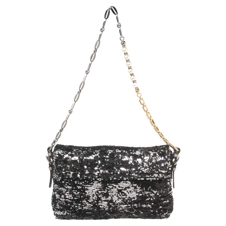Pre Owned Dolce & Gabbana Metallic Sequin Miss Charles Shoulder Bag