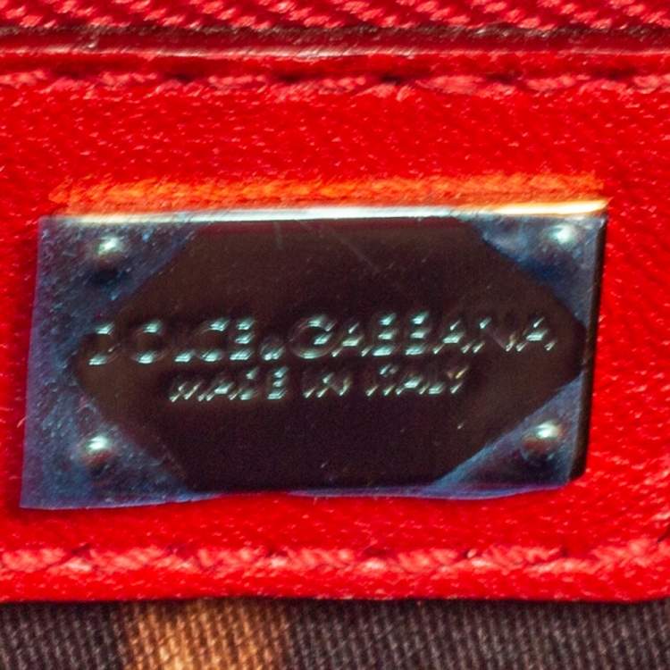 Pre Owned Dolce & Gabbana Red Patent Leather Large Miss Sicily Top Handle Bag