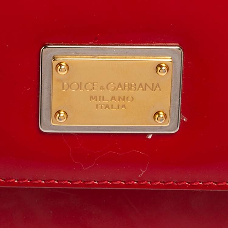 Pre Owned Dolce & Gabbana Red Patent Leather Large Miss Sicily Top Handle Bag