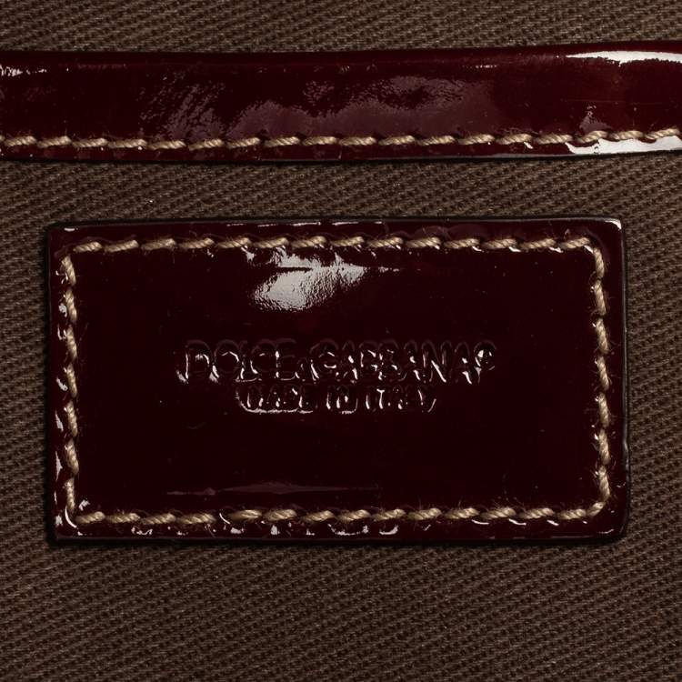 مملوكة مسبقًا Dolce & Gabbana Burgundy/Brown Leopard Print Coated Canvas and Patent Leather Miss Ice Satchel
