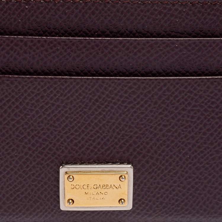 Pre Owned Dolce & Gabbana Dark Burgundy Leather Card Holder