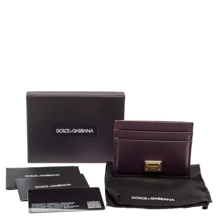 Pre Owned Dolce & Gabbana Dark Burgundy Leather Card Holder
