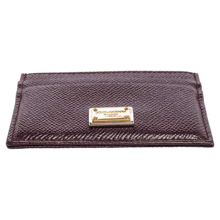 Pre Owned Dolce & Gabbana Dark Burgundy Leather Card Holder