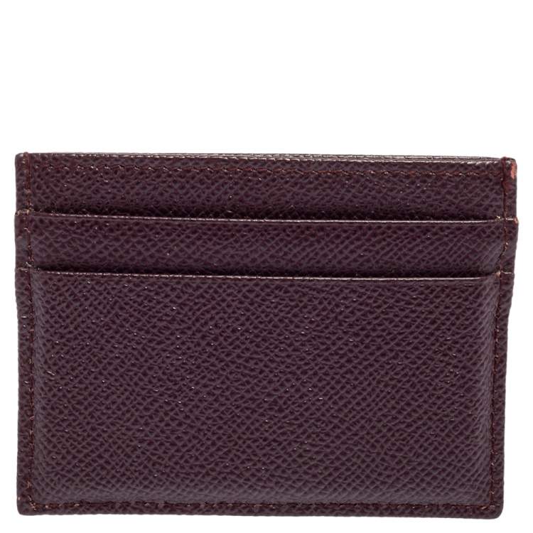 Pre Owned Dolce & Gabbana Dark Burgundy Leather Card Holder