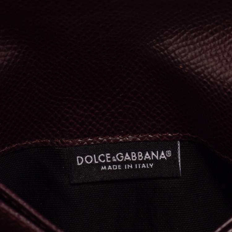 Pre Owned Dolce & Gabbana Dark Burgundy Leather Flap Card Case