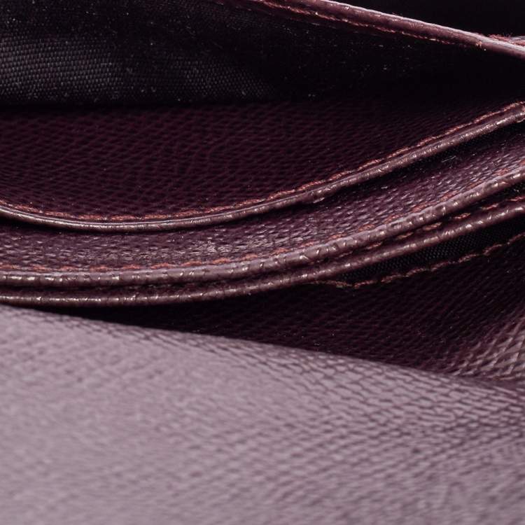 Pre Owned Dolce & Gabbana Dark Burgundy Leather Flap Card Case