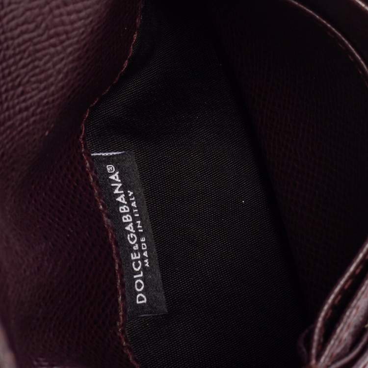 Pre Owned Dolce & Gabbana Dark Burgundy Leather Flap Card Case
