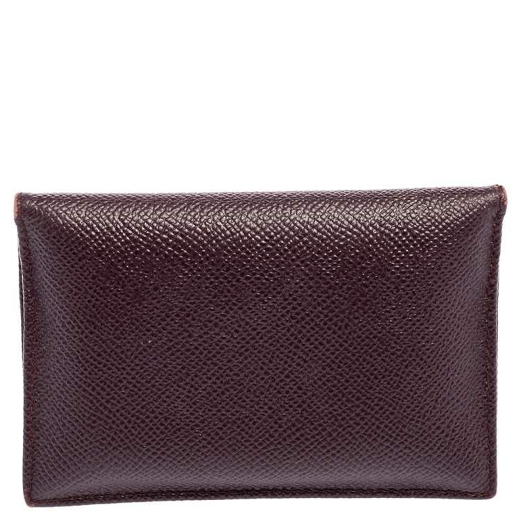 Pre Owned Dolce & Gabbana Dark Burgundy Leather Flap Card Case