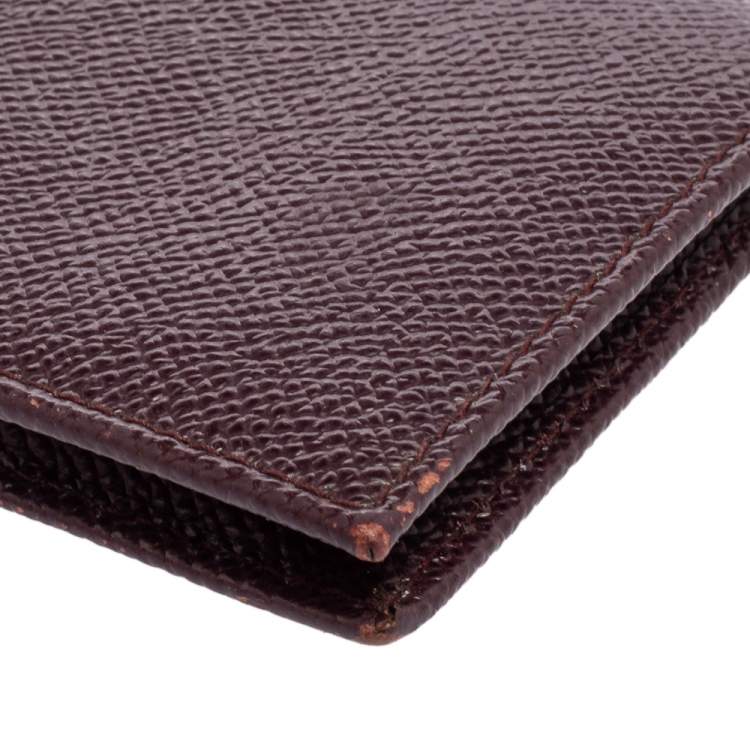 Pre Owned Dolce & Gabbana Dark Burgundy Leather Flap Card Case