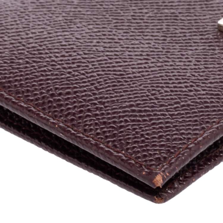 Pre Owned Dolce & Gabbana Dark Burgundy Leather Flap Card Case