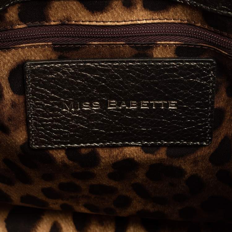 Pre Owned Dolce & Gabbana Metallic Silver/Black Leather Miss Babette Top Handle Bag