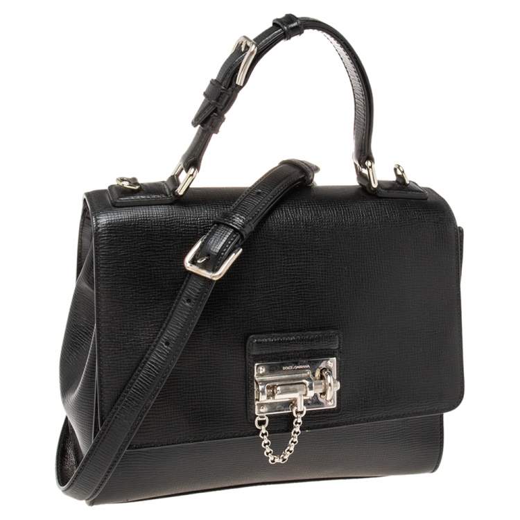 Pre Owned Dolce & Gabbana Black Leather Monica Top Handle Bag
