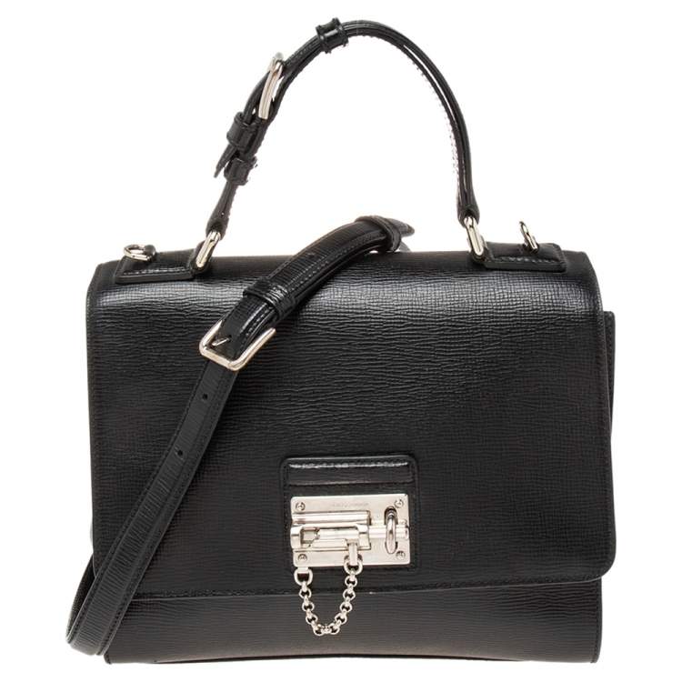 Pre Owned Dolce & Gabbana Black Leather Monica Top Handle Bag