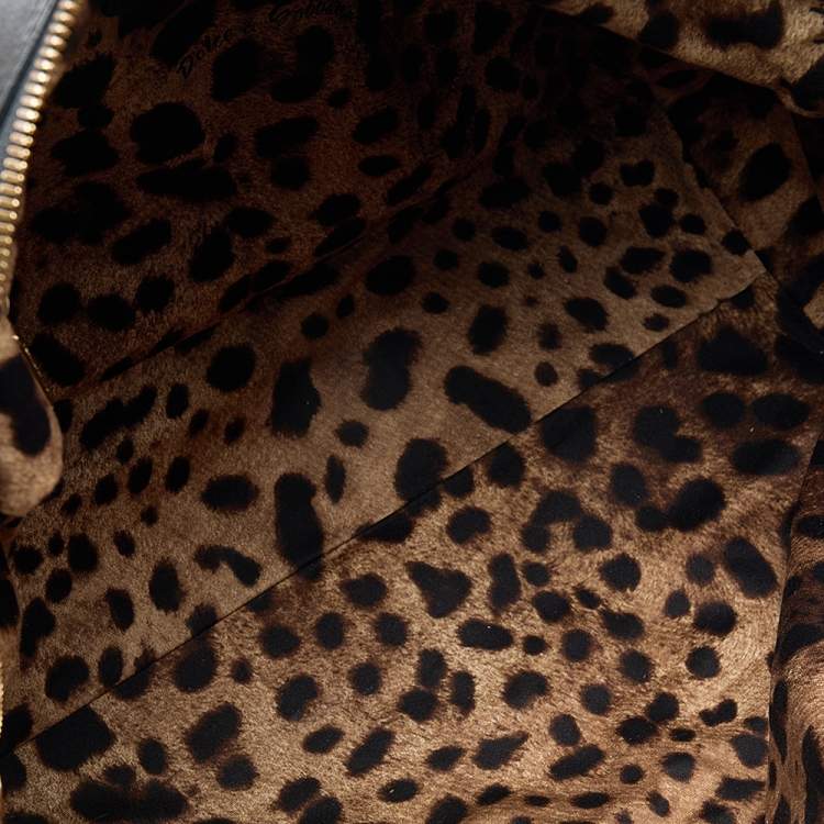 Pre Owned Dolce and Gabbana Black Leather Miss Sicily Bowling Bag
