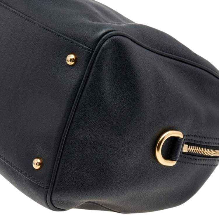 Pre Owned Dolce and Gabbana Black Leather Miss Sicily Bowling Bag