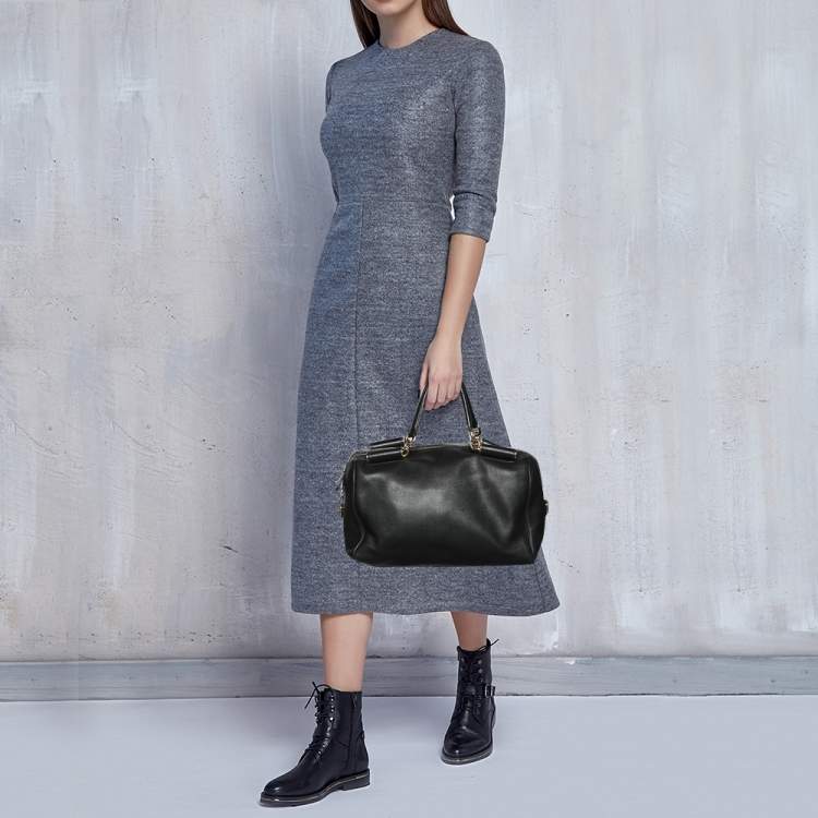Pre Owned Dolce and Gabbana Black Leather Miss Sicily Bowling Bag