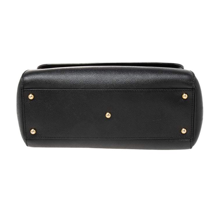 Pre Owned Dolce & Gabbana Black Leather Regular Miss Sicily Top Handle Bag