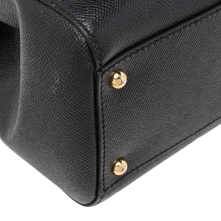 Pre Owned Dolce & Gabbana Black Leather Regular Miss Sicily Top Handle Bag
