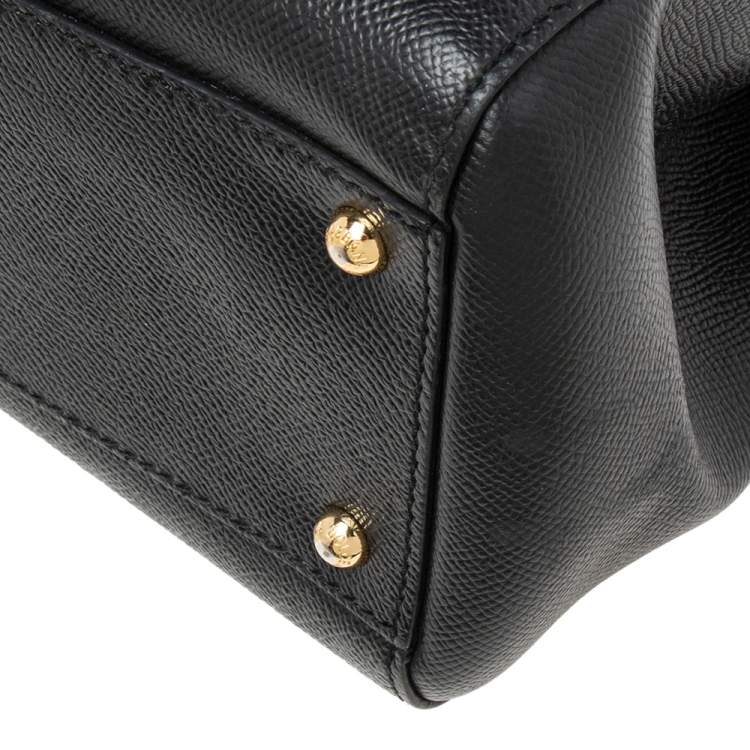 Pre Owned Dolce & Gabbana Black Leather Regular Miss Sicily Top Handle Bag