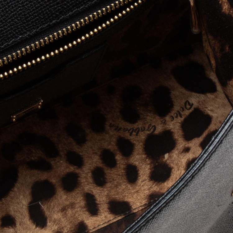 Pre Owned Dolce & Gabbana Black Leather Regular Miss Sicily Top Handle Bag