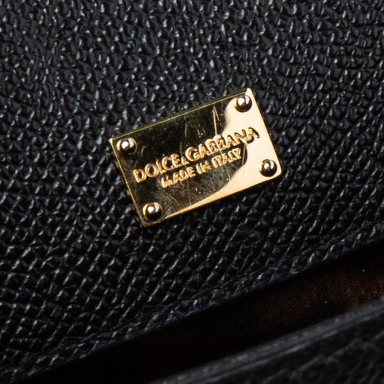 Pre Owned Dolce & Gabbana Black Leather Regular Miss Sicily Top Handle Bag