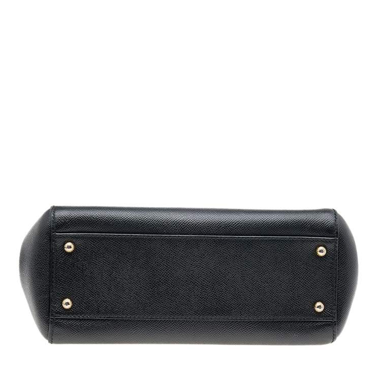 Pre Owned Dolce & Gabbana Black Leather Medium Miss Sicily Top Handle Bag