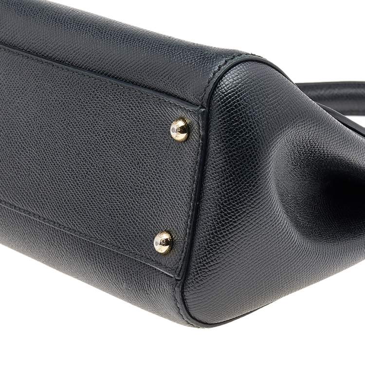 Pre Owned Dolce & Gabbana Black Leather Medium Miss Sicily Top Handle Bag
