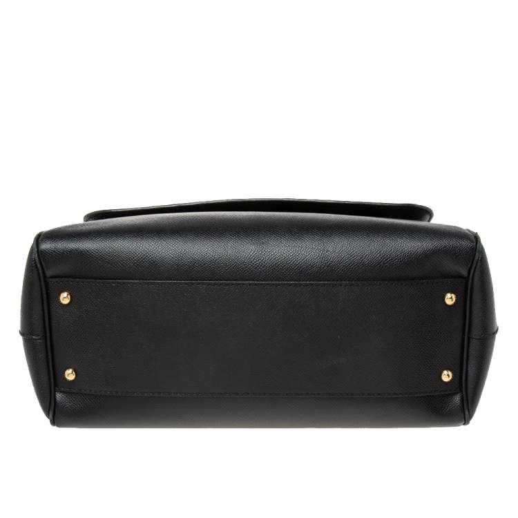 Pre Owned Dolce & Gabbana Black Leather Large Miss Sicily Top Handle Bag